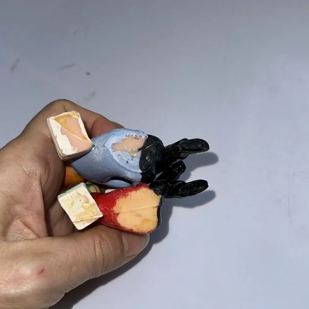 Two Vtg mid century‎ hard plastic male figures talking on the phone cake toppers